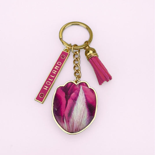 Key Chain Pretty Tulips with Holland Charm Fuchsia
