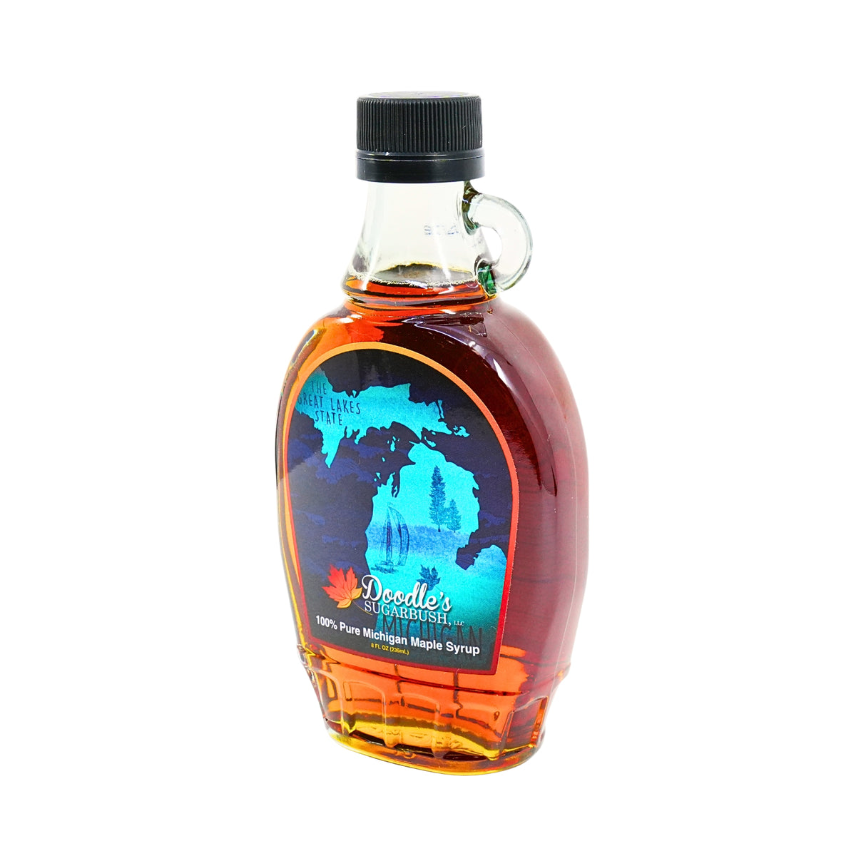 Doodles Maple Syrup Michigan Bottle 8 oz glass