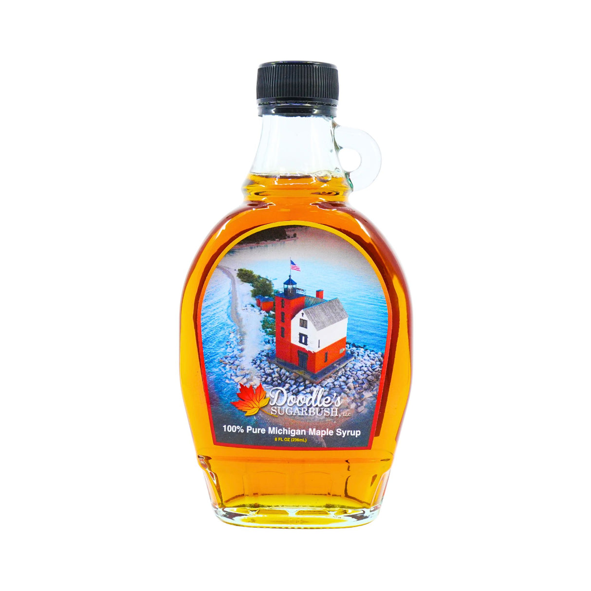 Doodles Maple Syrup Northern Lighthouse  Bottle 8 oz glass
