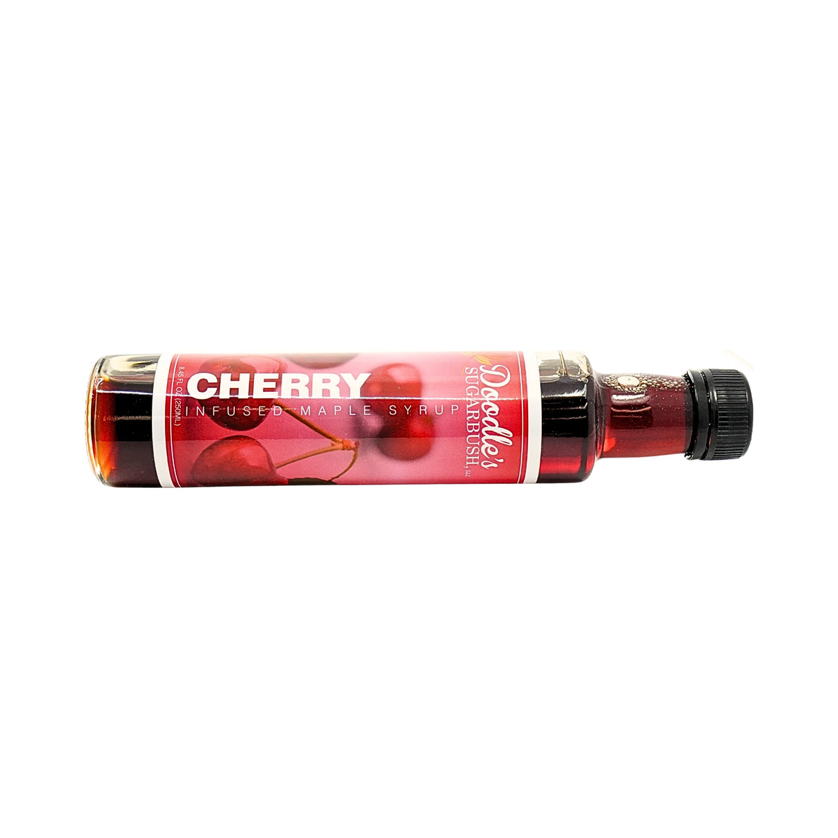 Doodles Cherry Infused Maple Syrup 8.5 oz Glass Bottle