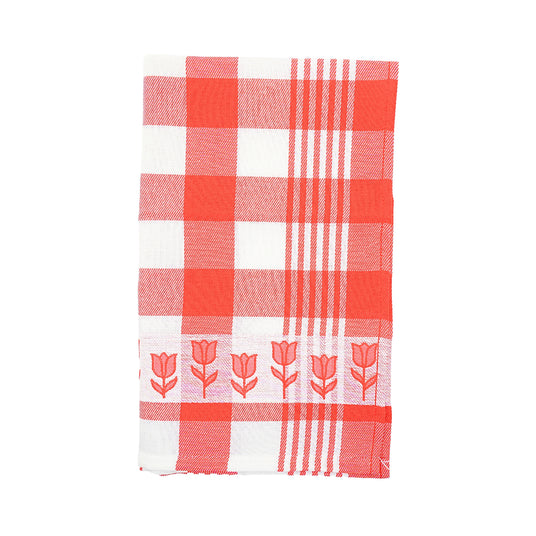 Twentse Red with Tulips TEA Towel 25x23 inch.