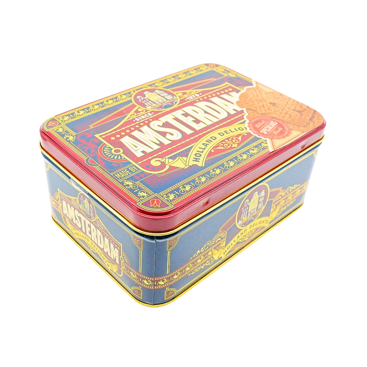 Amsterdam Square Tin with DeRuijter Speculaas Cookies