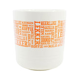 Lekker Word Art Mug Natural with Orange Printing 14oz