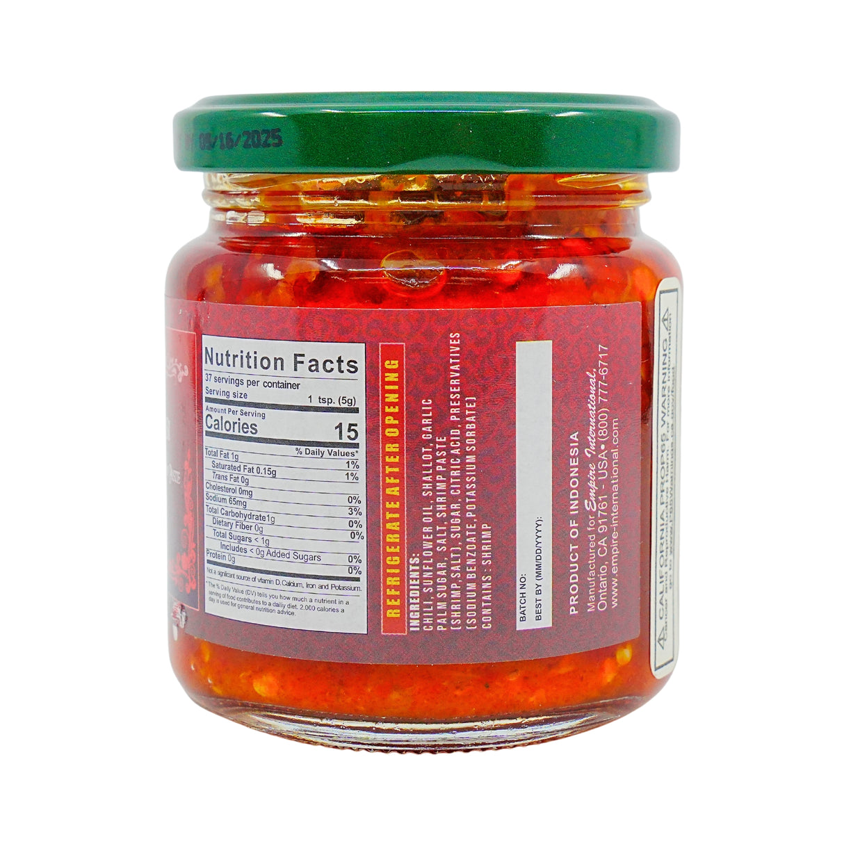 Runel Sambal Terasi Chili Relish w/Shrimp paste  6.5 oz