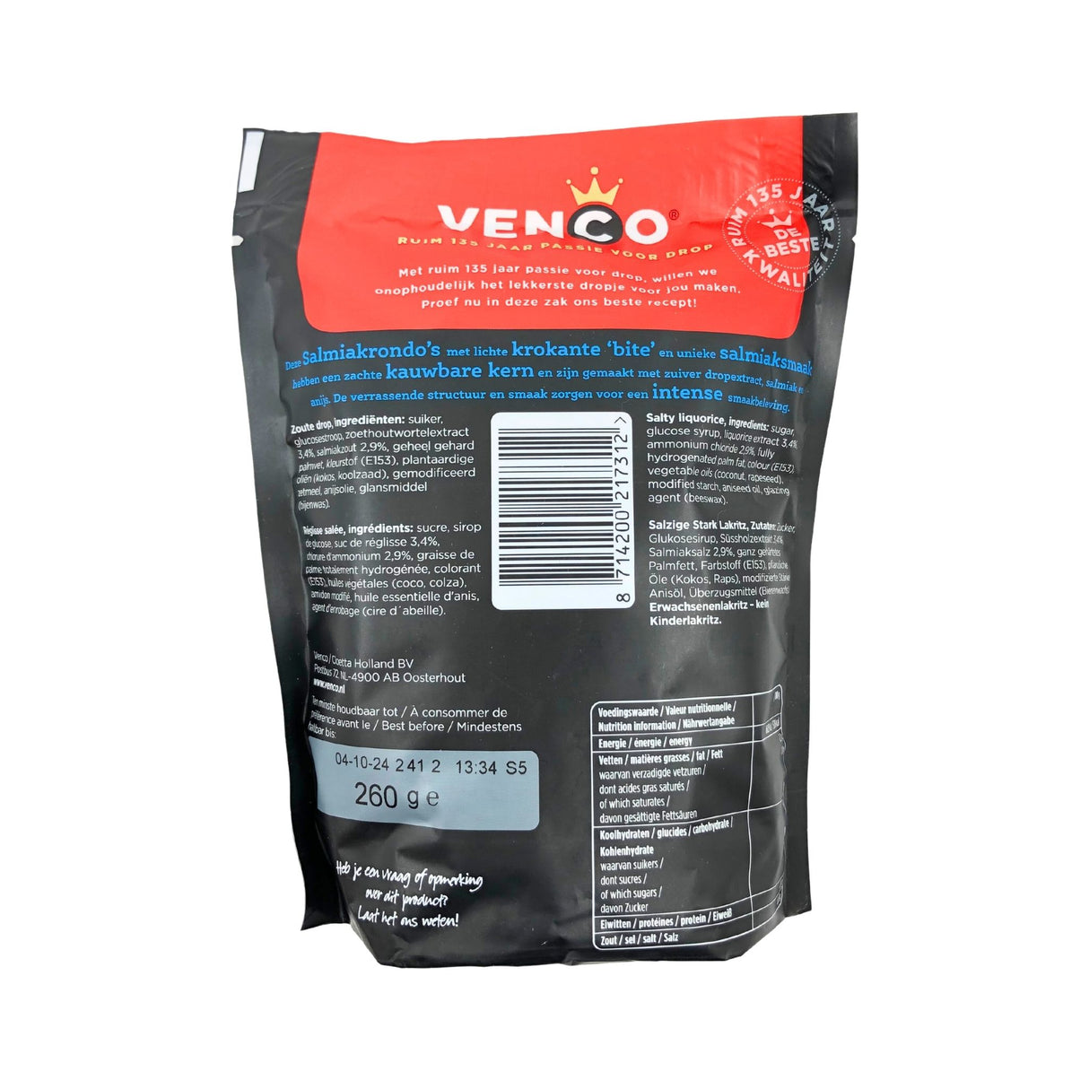 Venco Salmiak Licorice Balls(Rondos) 7.93 oz  225g