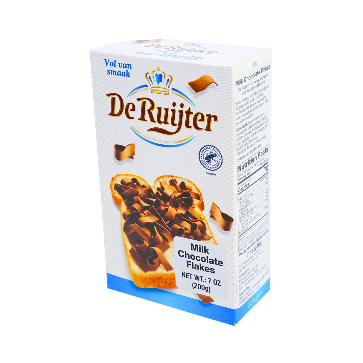 De Ruijter Milk Chocolate Flakes 7oz box