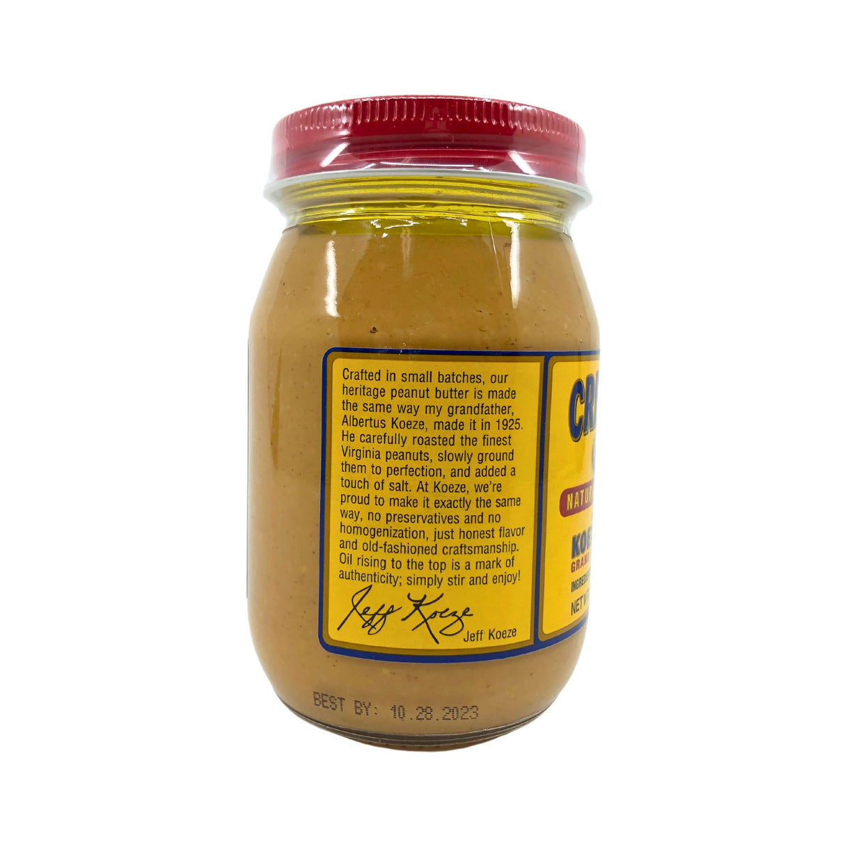 Koeze Natural Smooth Cream-Nut Peanut Butter Jar 17 Oz