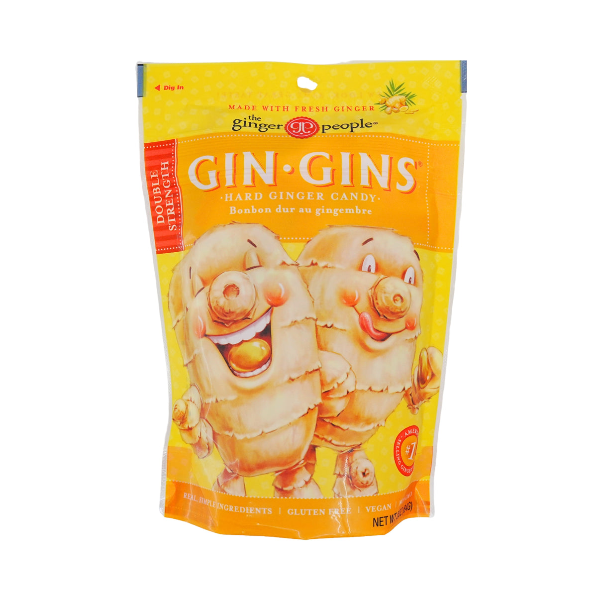 Ginger People Gin Gins Double Strength Hard Ginger Candy 3 oz Bag