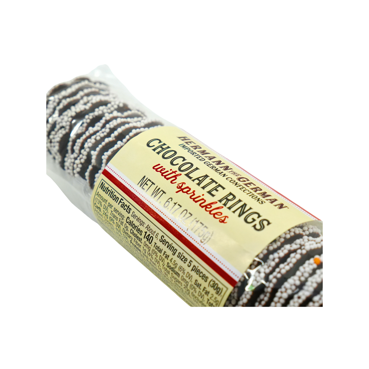 Hermann the German Chocolate Rings With Sprinkles 6.17 oz