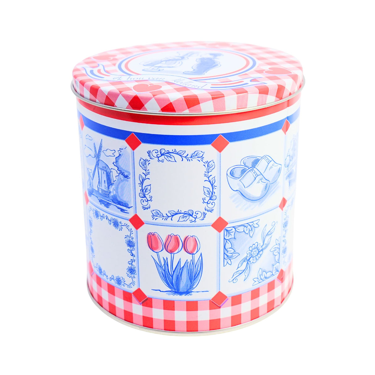 Markus Red Checker & Delft tile  Stroopwafel tin with 8 stroopwafels