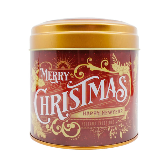 Merry Christmas Stroopwafel Tin Red & Gold Empty