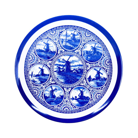 KM Stroopwafel Delf Blue Windmill Tin With 8 stroopwafels