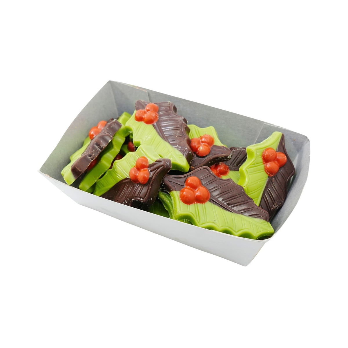 Martinez Dark Chocolate & Green Holly Leaves 5 oz