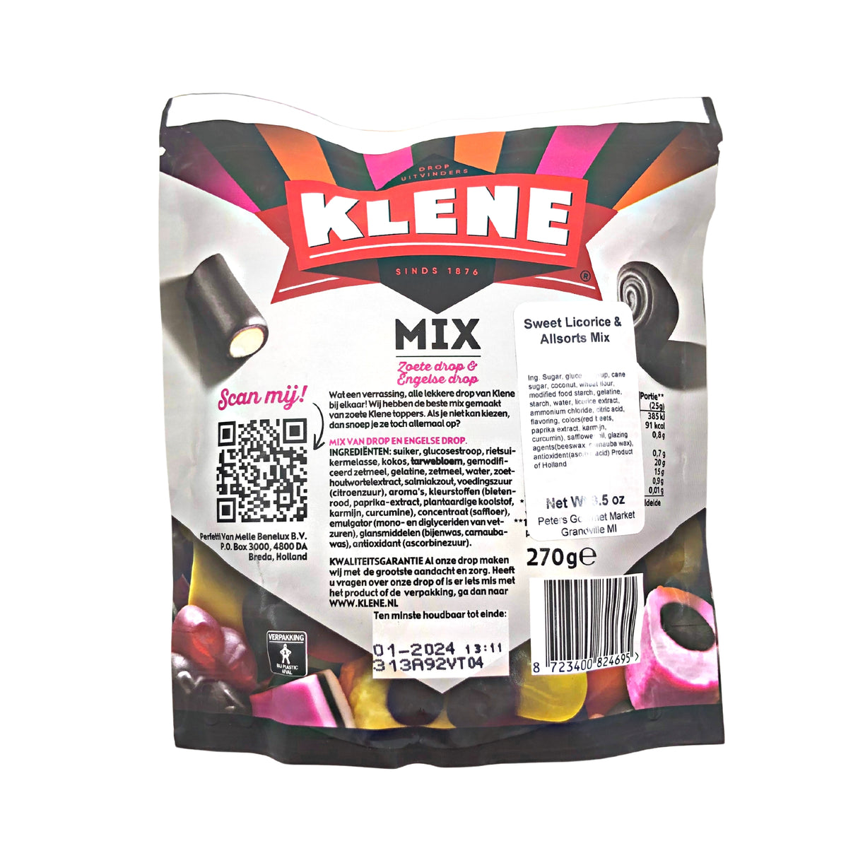 Klene Zoete Mix 270g Sweet licorice and Allsorts Mix