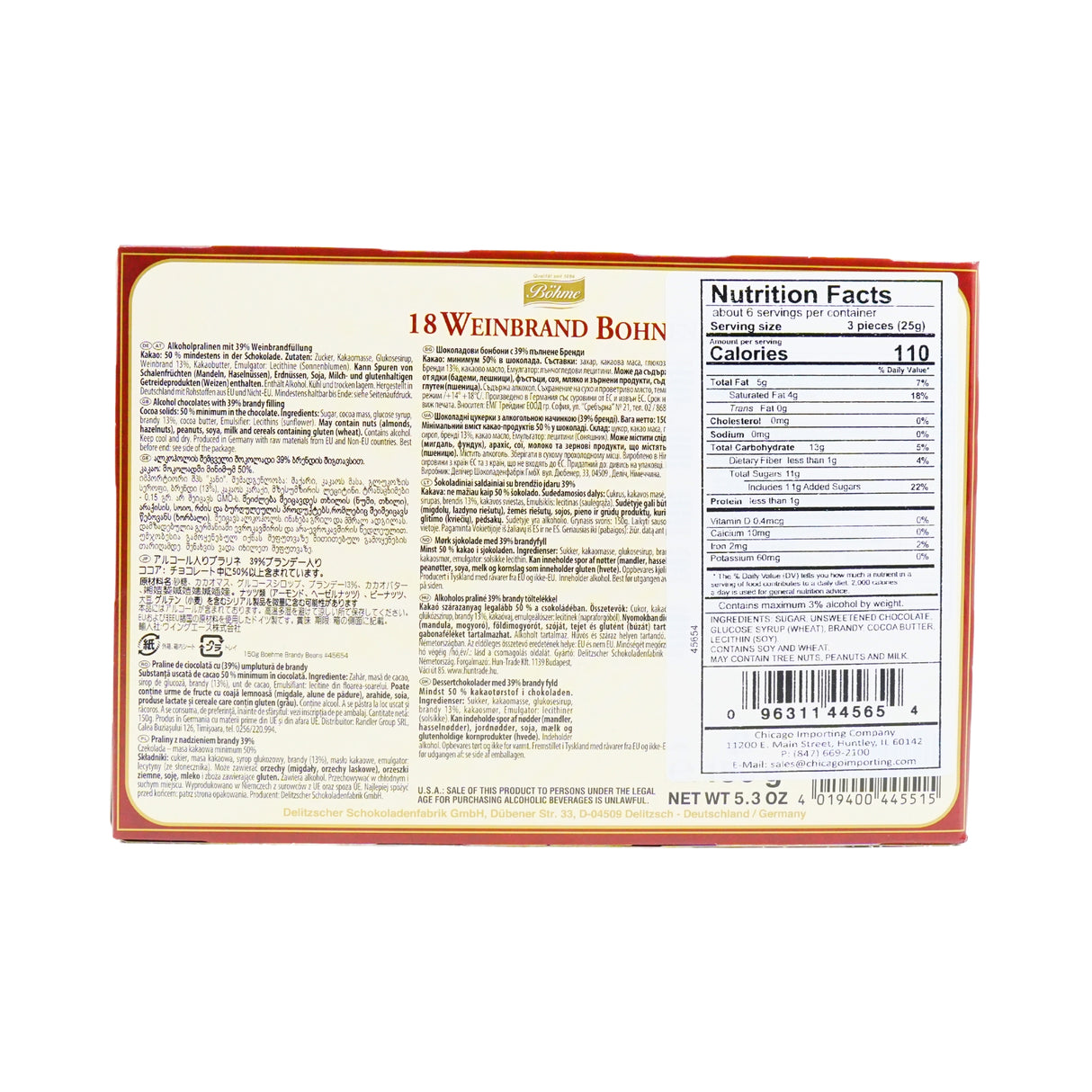 Bohme Brandy Filled Chocolates 5.2 oz