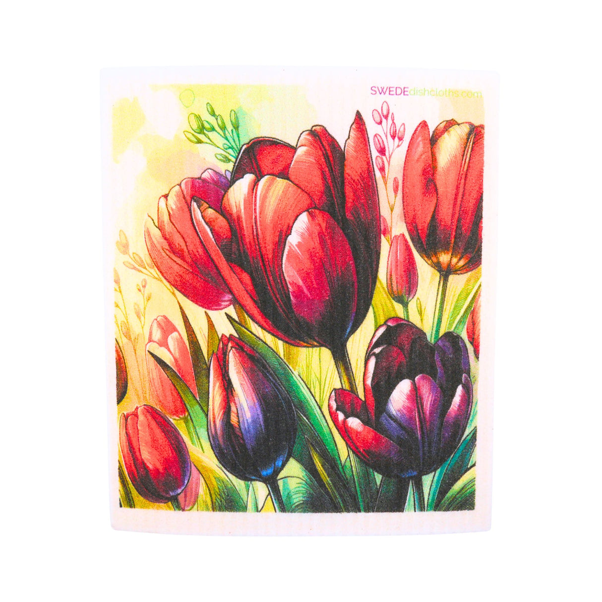 Colorful Tulips Swedish Dishcloth