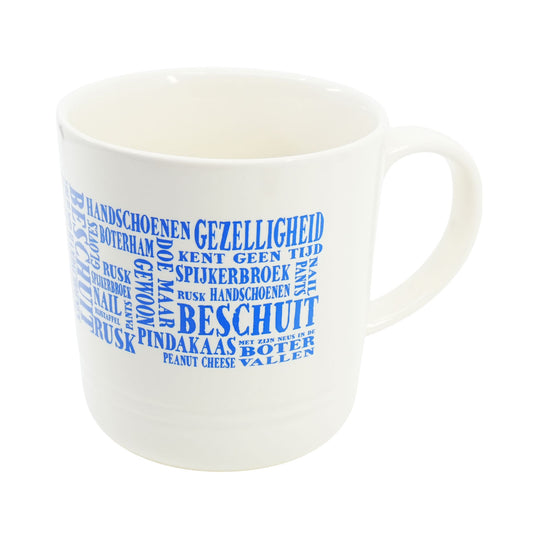 Dutch & English Word Art Mug  Blue Printing 14oz