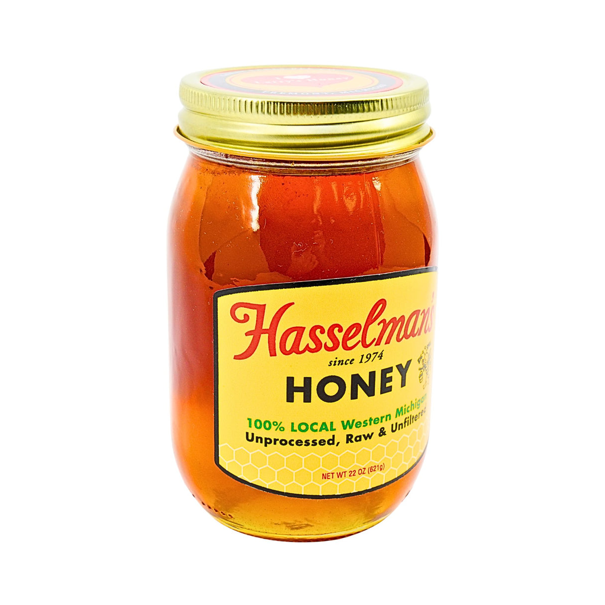 Hasselmans Unprocessed and Unfiltered Honey Pint Jar 22 oz