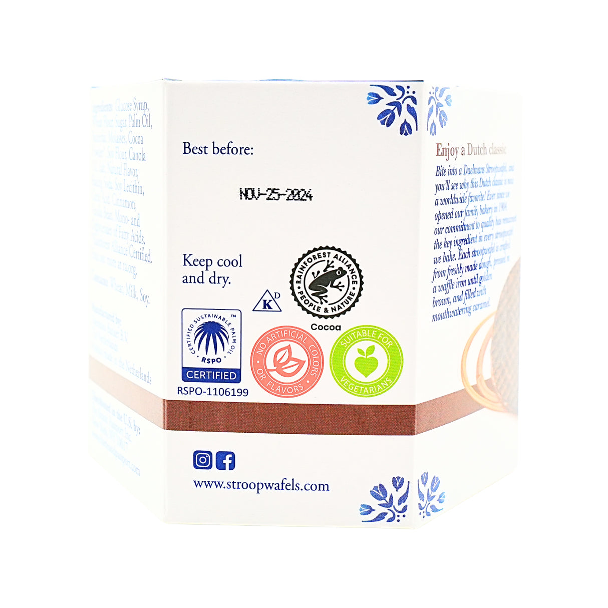 Daelman Chocolate Stroopwafels Hex Box 8 ct 7.9 oz