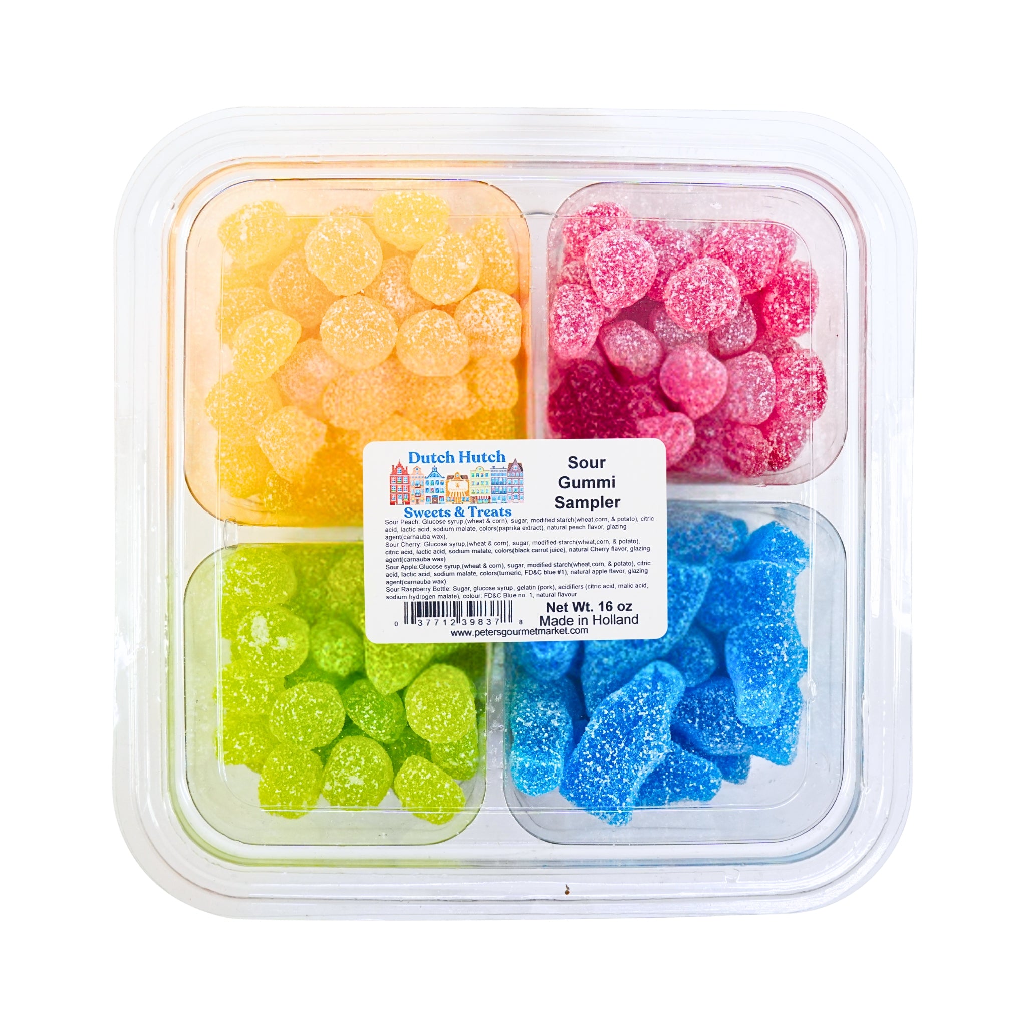 Dutch Hutch Sour Gummi 4 flavor Sampler 1 lb – Peters Gourmet Market