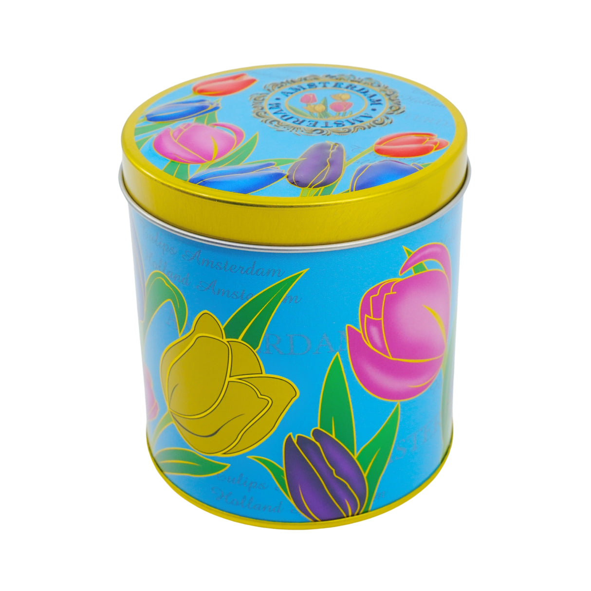 KM Blue Tulip Tin With 8 stroopwafels