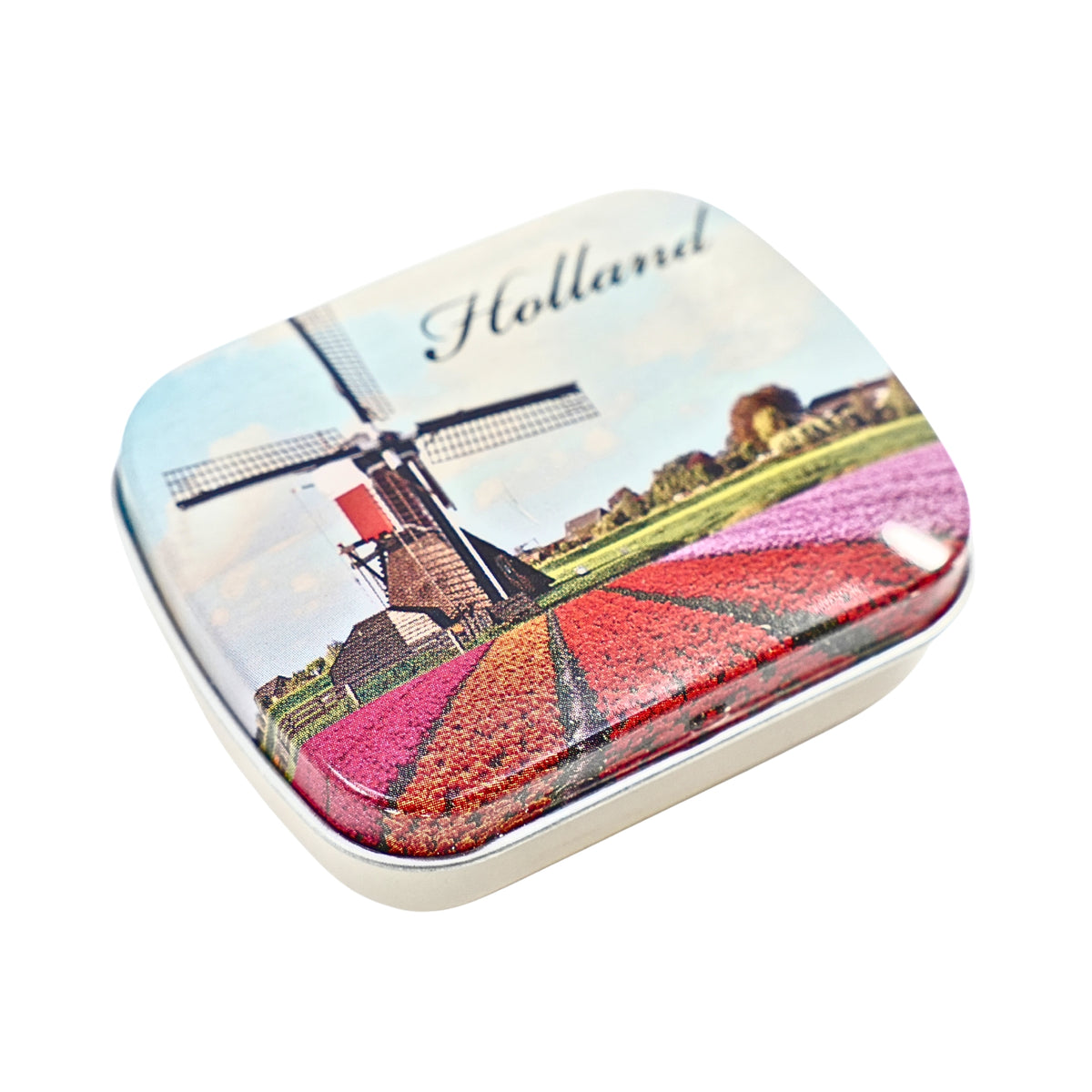 Holland Windmills and Tulip Fields Mini Peppermint Tin 1.75 oz