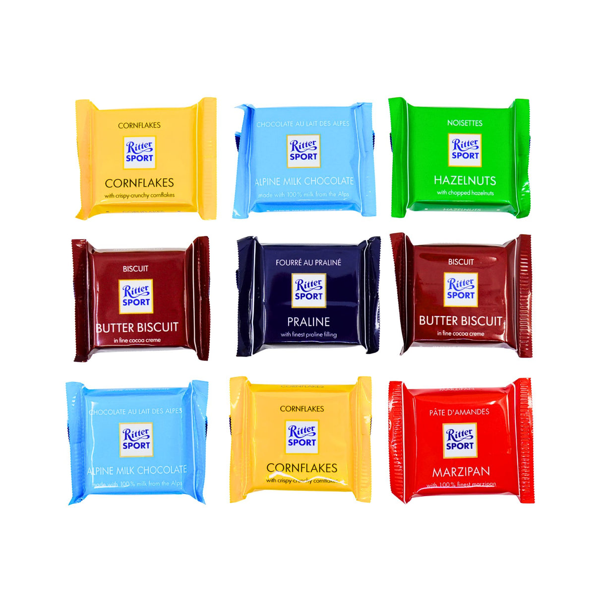 Ritter Sport Mini Chocolate Bar 9 Piece Mix Pack