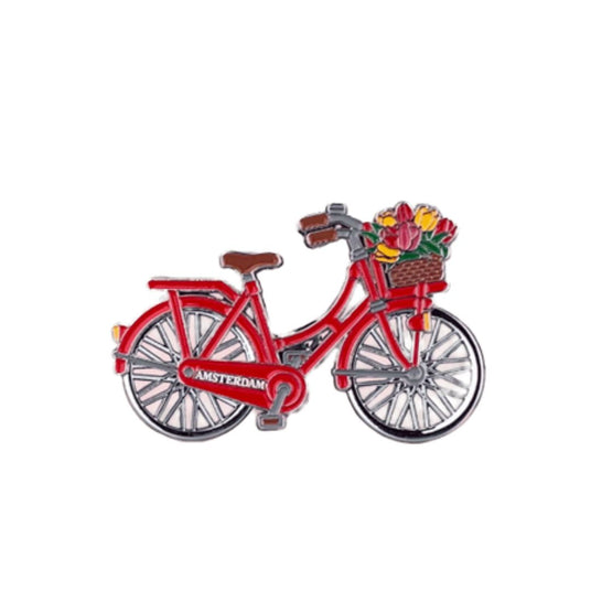 Amsterdam Bike Magnet Red/Silver w/ Spinning Wheels