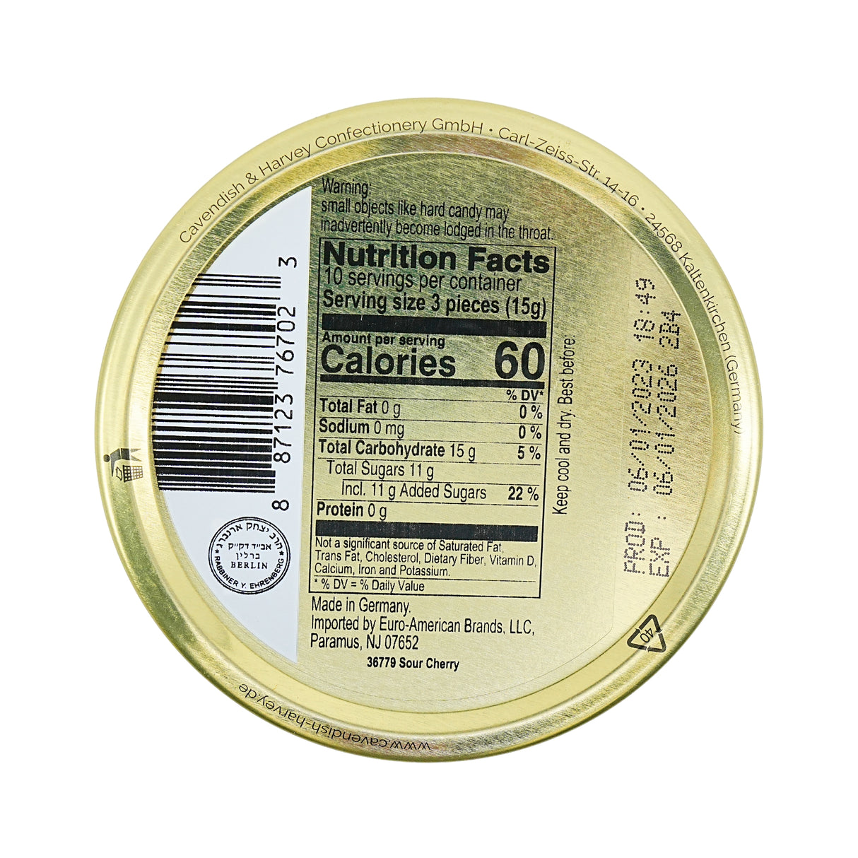 Cavendish & Harvey Cherry Candy 5.3oz Tin