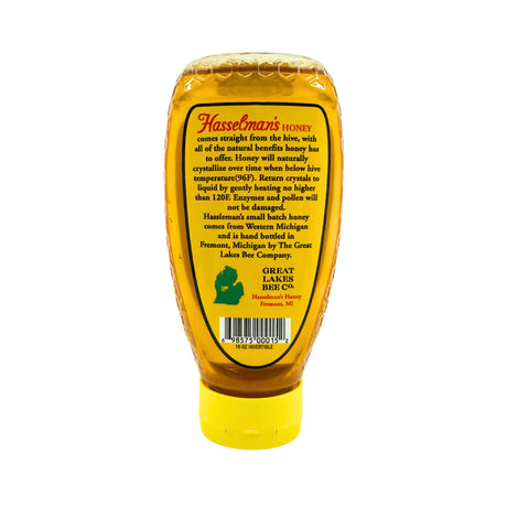 Hasselmans Honey 16 oz Inverted bottle