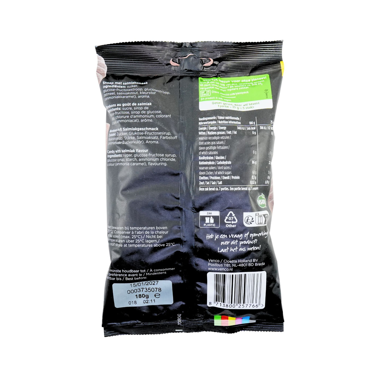 Venco Salmiak Licorice Shells 180 gr 6.34 oz