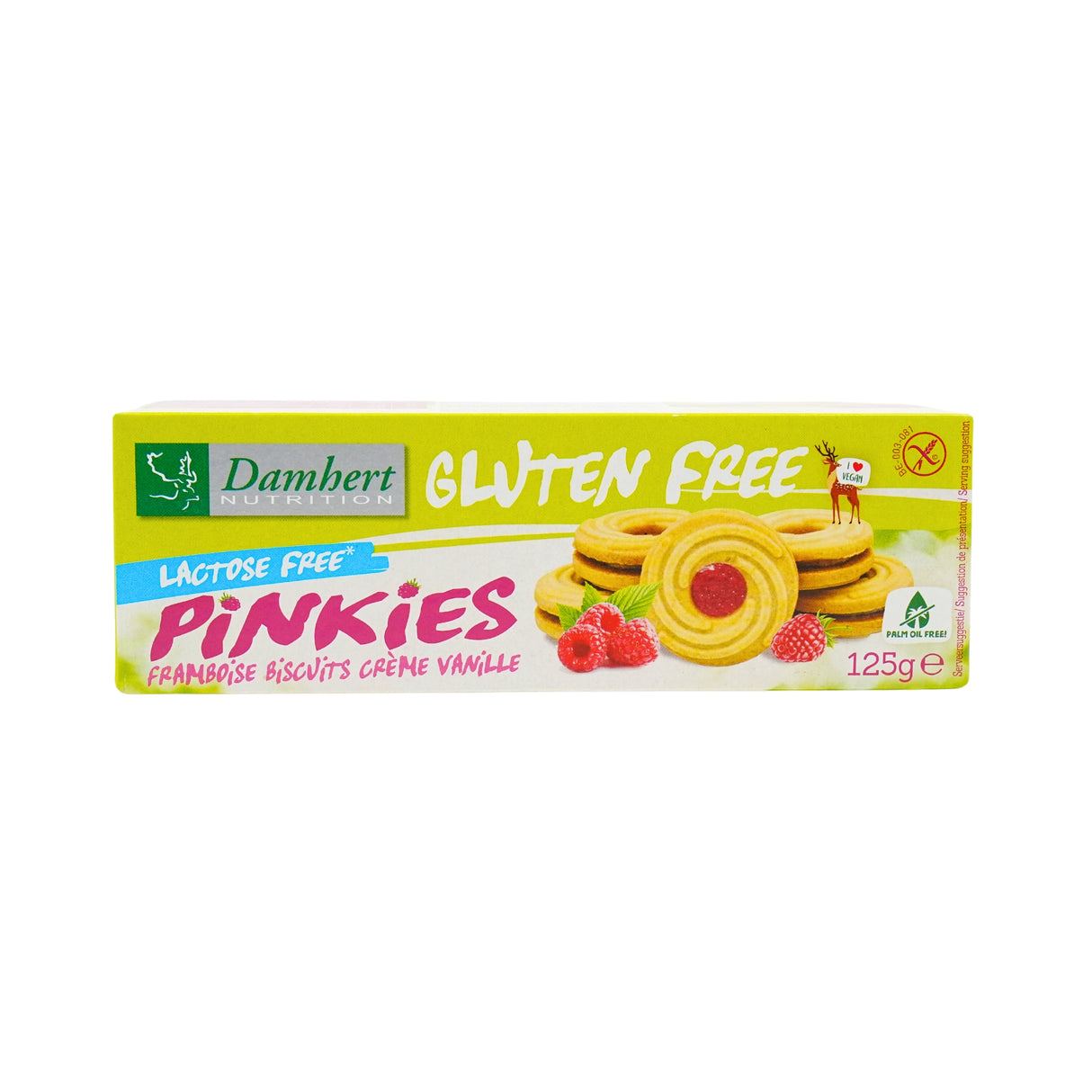 Damhert Gluten Free Pinkies Rasberry and Vanilla Cream Biscuits 4.4  Oz