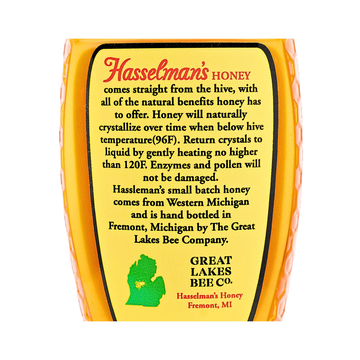 Hasselmans Honey 16 oz Inverted bottle