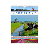 Nederland Pictures of Holland Birthday Calendar 13x17.3