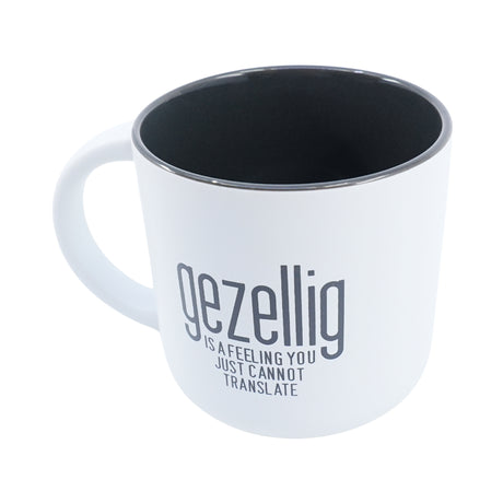 Gezellig Is A Feeling Matte Grey and White Mug