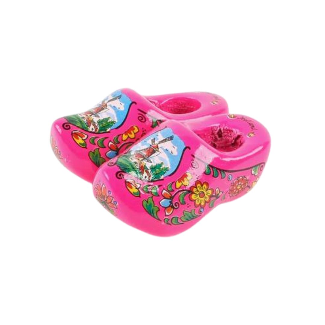 Magnet Wooden Shoe Dark Pink 1.75 inch