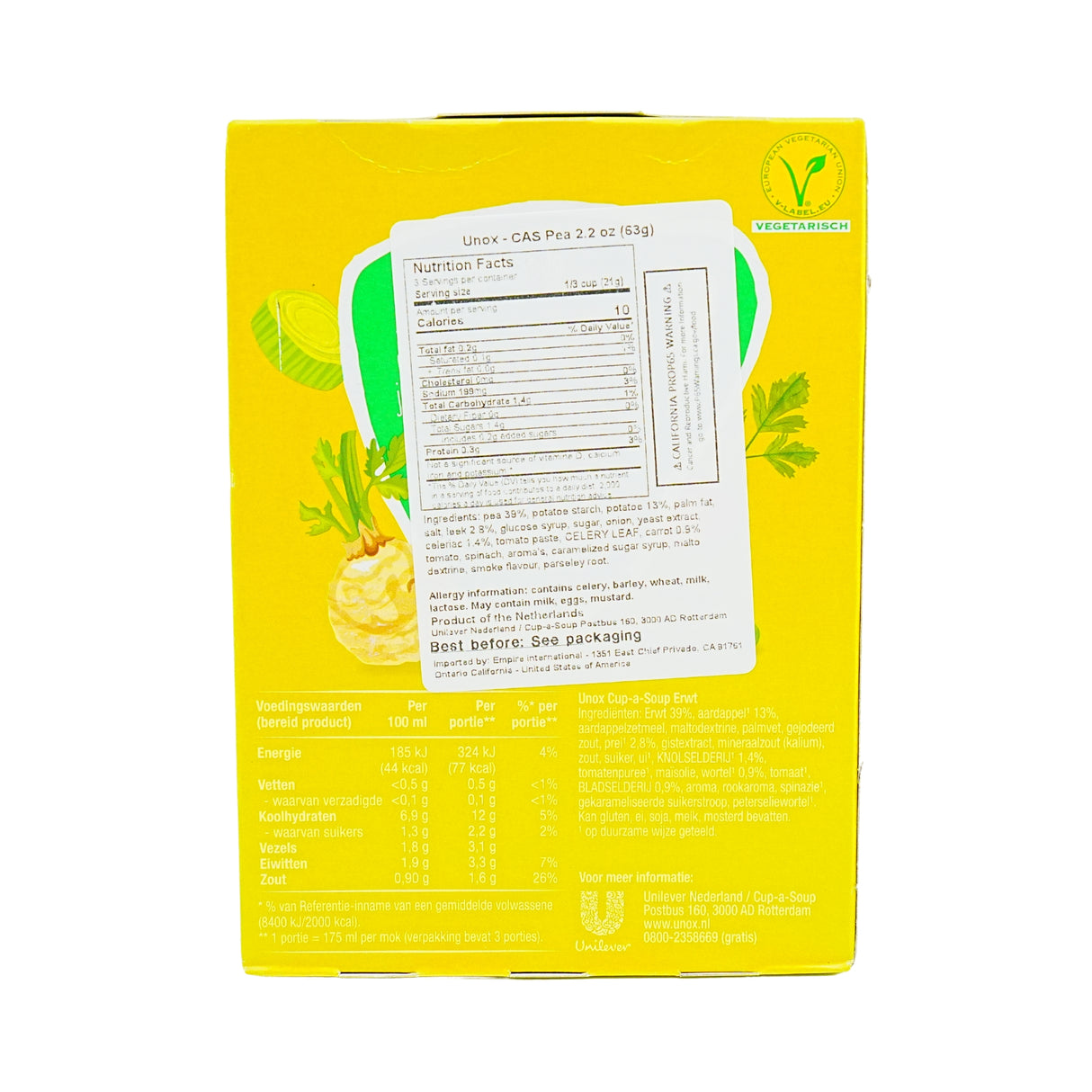 Unox Instant Pea Cup a Soup 3 packets