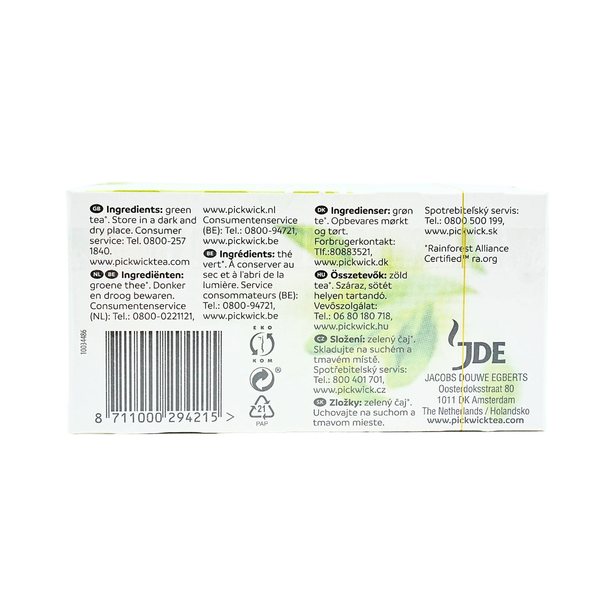 Pickwick Pure Original Green Tea 20ct box DC