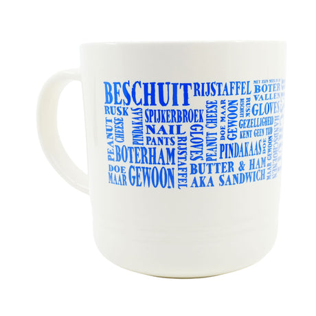 Dutch & English Word Art Mug  Blue Printing 14oz