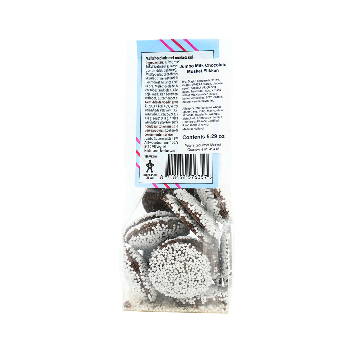 Jumbo Musket Flikken Milk Chocolate Pastilles with Nonpareils 5.29 oz bag