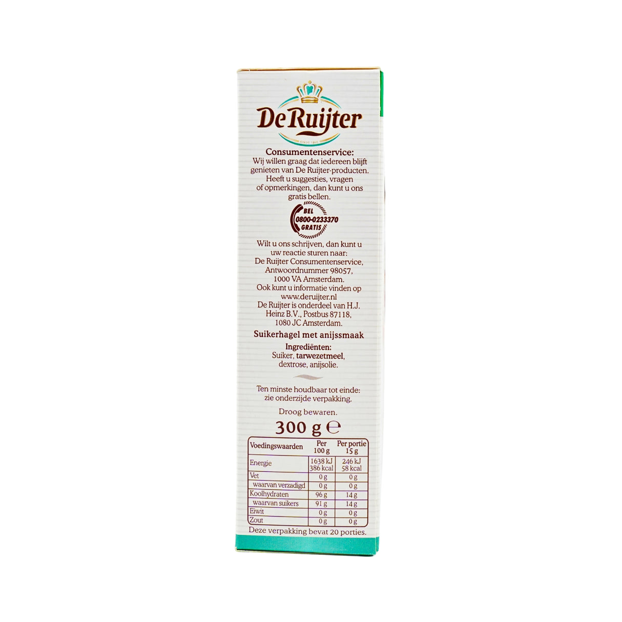 De Ruijter Anise Flavored Hail Hagel Sprinkles 300g Box