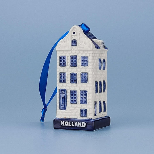 Ceramic Christmas Ornament  House Clock Gable