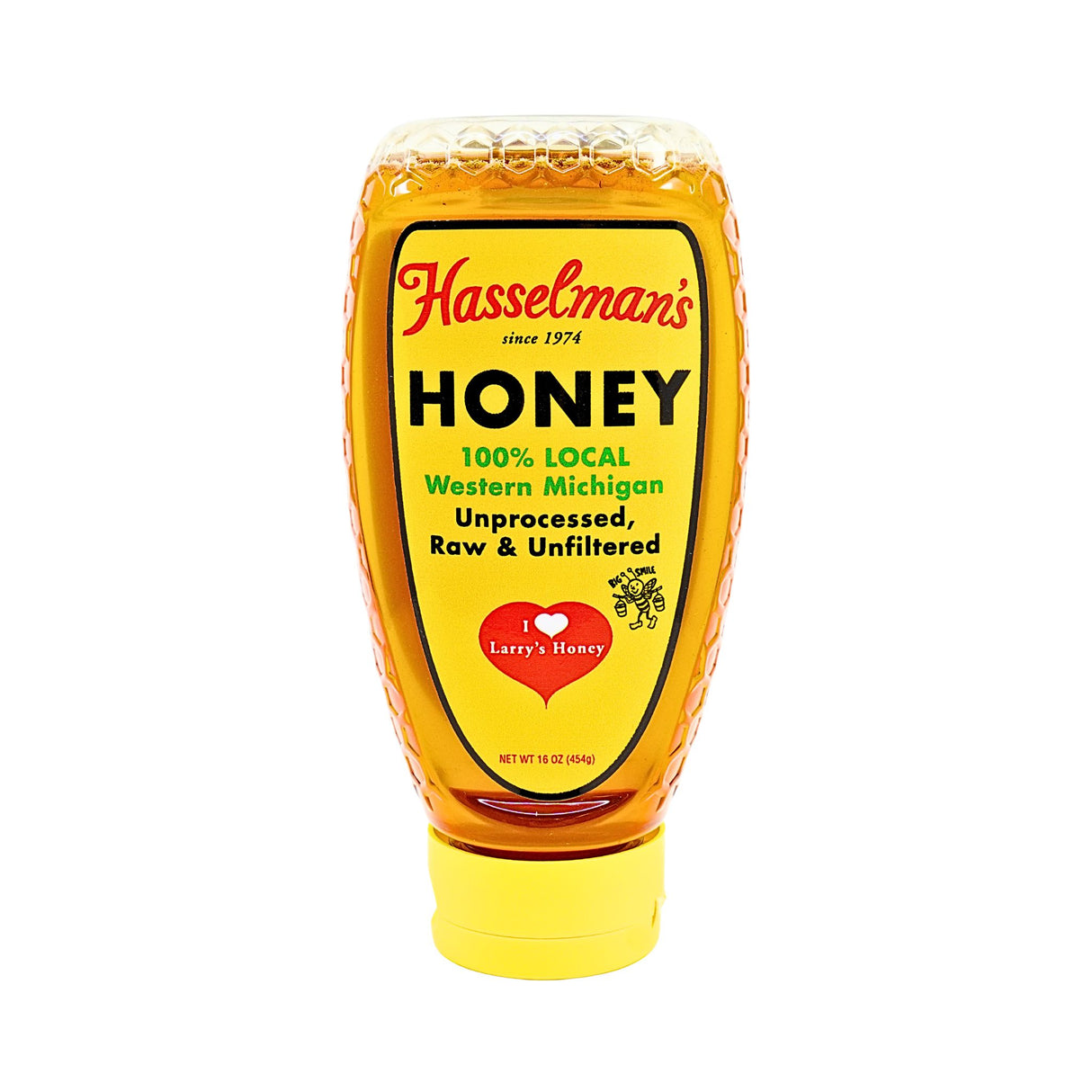 Hasselmans Honey 16 oz Inverted bottle