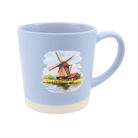 Windmill Watercolor Slate Blue Mug 13 oz